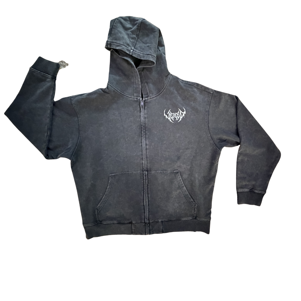 Veiled Zip Hoodie  Vintage Wash Black