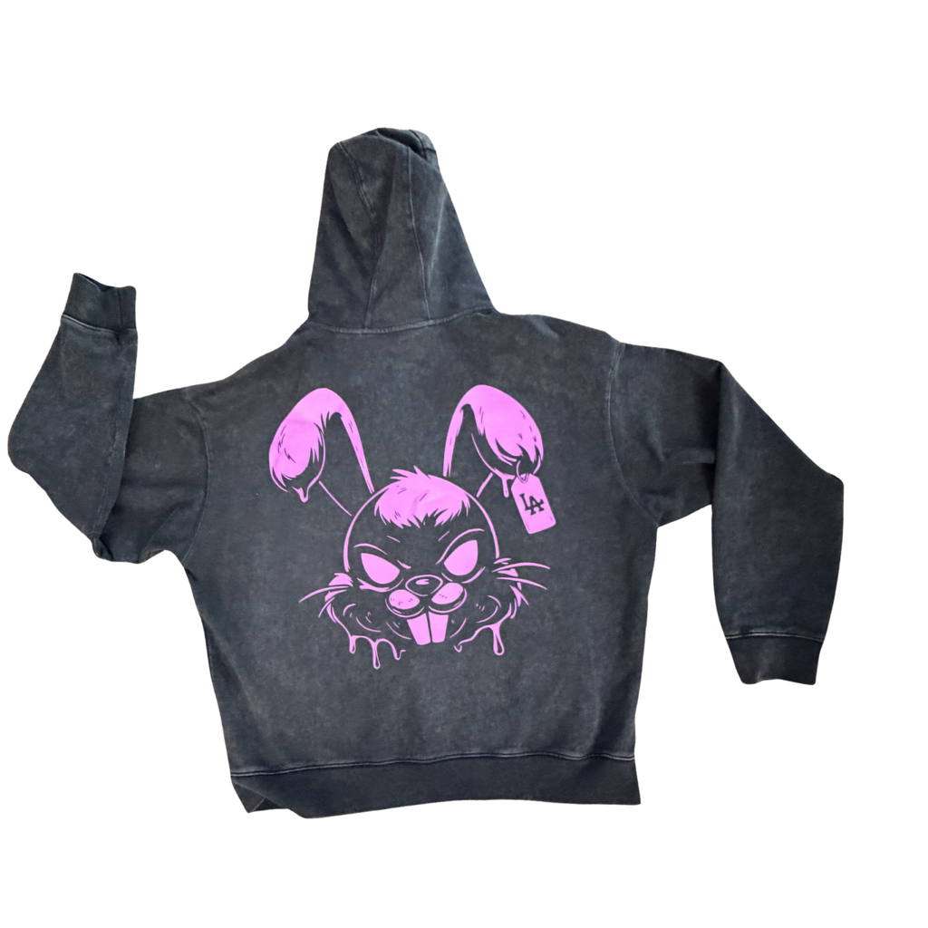 Veiled LA Bunny Graphic Hoodie Vintage Wash Black