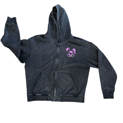 Veiled LA Bunny Graphic Hoodie Vintage Wash Black